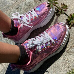 FILA holographic pink sneakers - platform